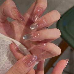 Pink Aurora Cat Eye Oval Press-On Nails