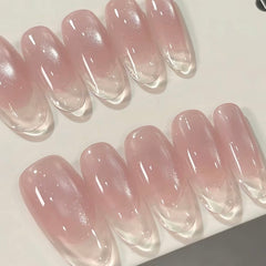 Nude Ice Glow Cat Eye Press-On Nails