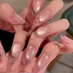 Nude Ice Glow Cat Eye Press-On Nails