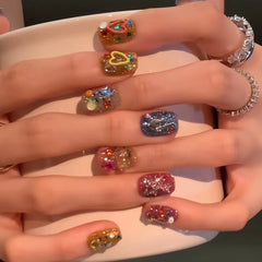 Rainbow Sparkle Short Press-On Nails
