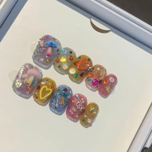 Rainbow Sparkle Short Press-On Nails