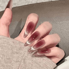 Wine Glow Cat Eye Stiletto Press-On Nails