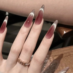 Wine Glow Cat Eye Stiletto Press-On Nails
