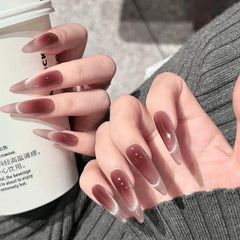 Wine Glow Cat Eye Stiletto Press-On Nails