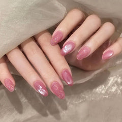 Rose Glow Butterfly Cat Eye Press-On Nails