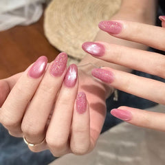 Rose Glow Butterfly Cat Eye Press-On Nails