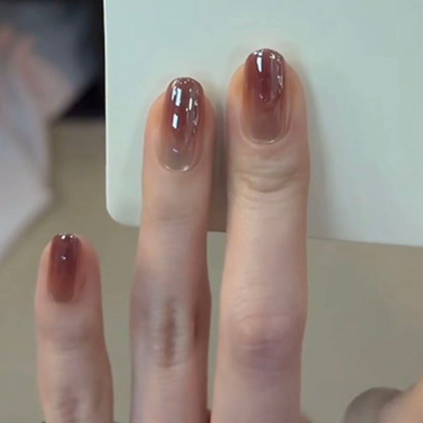 Merlot Glow Ombre Oval Press-On Nails
