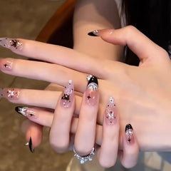 Black Bow Sparkle French Press-On Nails