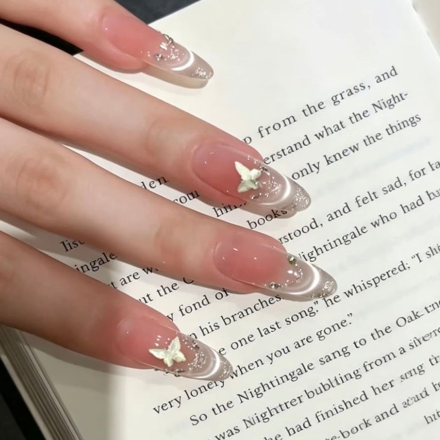 Moon Glow Butterfly Press-On Nails