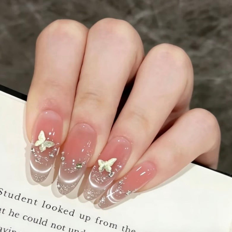 Moon Glow Butterfly Press-On Nails