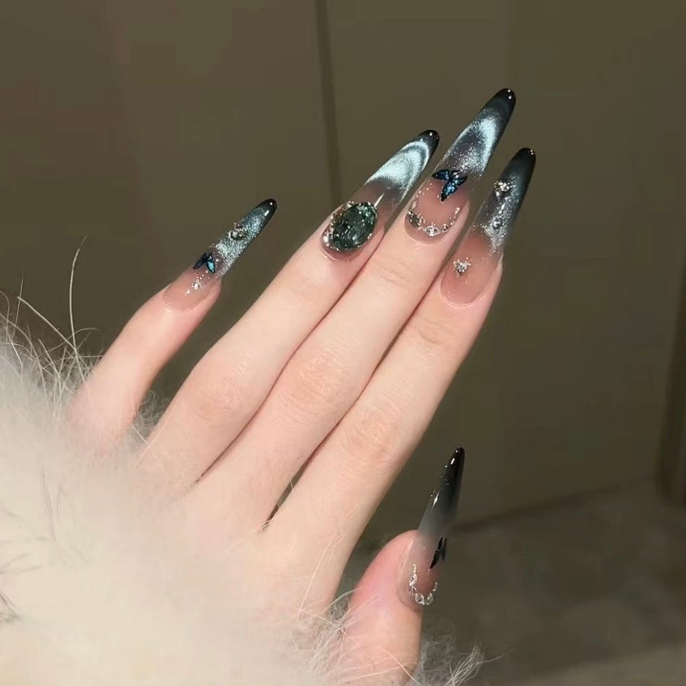 Midnight Butterfly Cat Eye Press-On Nails